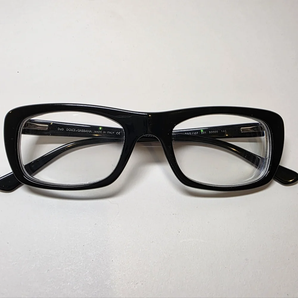 Authentic Dolce & Gabbana D&G 1107 501 Black Rectangular Eyeglass Frames Italy